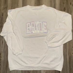 White Sweater with Iridescent 'BRIDE' Design